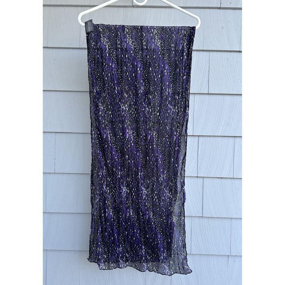 Chico's Accessories - Chico's Additions Sheer Textured Scarf Purple Black Abstract Print 19x72‎